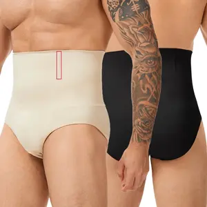 1/2/3 Pack Menswear High Waist Briefs Shapewear Breathable Comfortable Tummy Control Men's Butt Lift Compression Shorts Body Shaper 3D Pouch Belt Underwear Slim-Fitting Breathable Natural