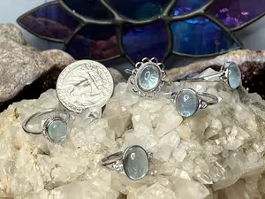 Aquamarine Sterling Silver Adjustable Rings