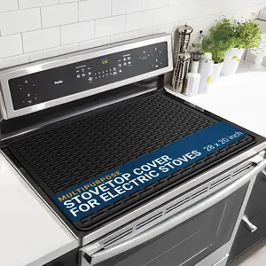 Stove Top Covers for Electric Stove - 28"x20" Silicone Mat for Glass Cooktop, Heat-Resistant Cover Protector, Anti-Slip Electric Cooktop Mat