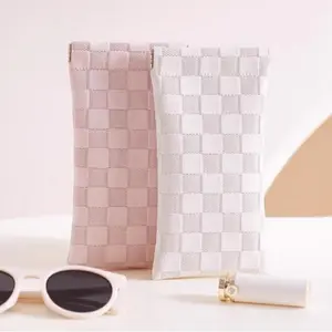 2-Pack Portable Eyeglass Cases, Automatic Snap Leather Eye Protection Pouches, Unisex Design, Ideal for Men and Women
