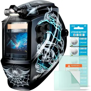 Helmet Auto Darkening Large Viewing True Color Powered Mask with 4 Arc Sensor Wide Shade 4~5-8/9-13 Welder Mask with Grinding