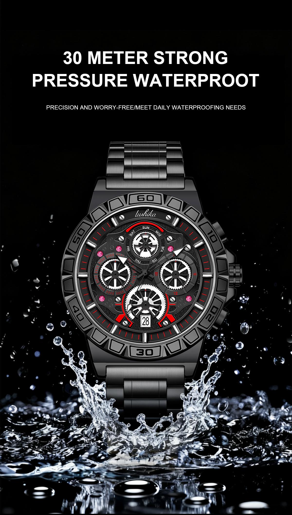 Lushika Men's Luxury Quartz Watch, High-End Movement,Date Function, Stainless Steel Strap, Waterproof LuminousLarge Dial, Versatile Casual & Business Style, Ideal forDaily & Official Wear, Top Gift for Men