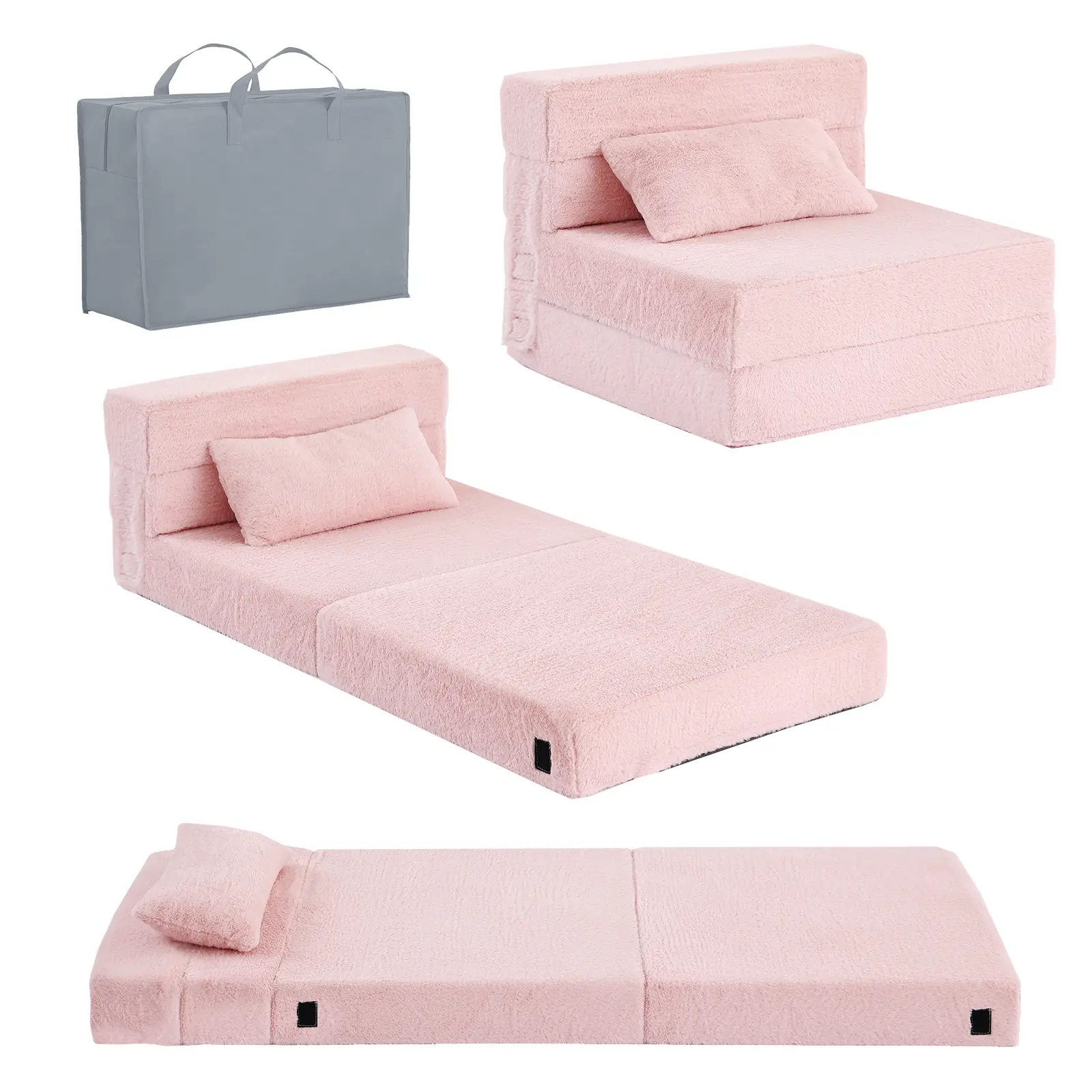 Folding Sofa Bed Floor Mattress for Kids with Pillow, Toddler Glow in Dark Washable Folding Floor Mat for Daycare, Child Foldable Futon Chair with Storage Bag for Playroom, Camping