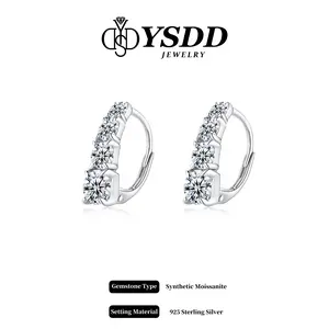 【#559 Holiday&Xmas-12】Classy 2.2CT Graduated Lever Back Huggie vvs Synthetic Moissanite Earrings in 925 Sterling Silver
