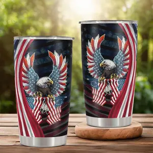 [BNB GIFT 2025] American Eagle Patriotic Tumbler 20 OZ – Veteran Gift, USA Flag Stainless Steel Tumbler, Gift for Military Dad Husband, USA Patriotic Gift for Veterans