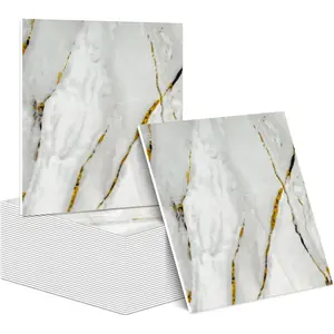 50 Sheets Marble-Effect Peel and Stick Wall Panels, Self-PVC Foam Wall Panels for Backsplash,, 11.8" x 11.8" (Marble-Effect)