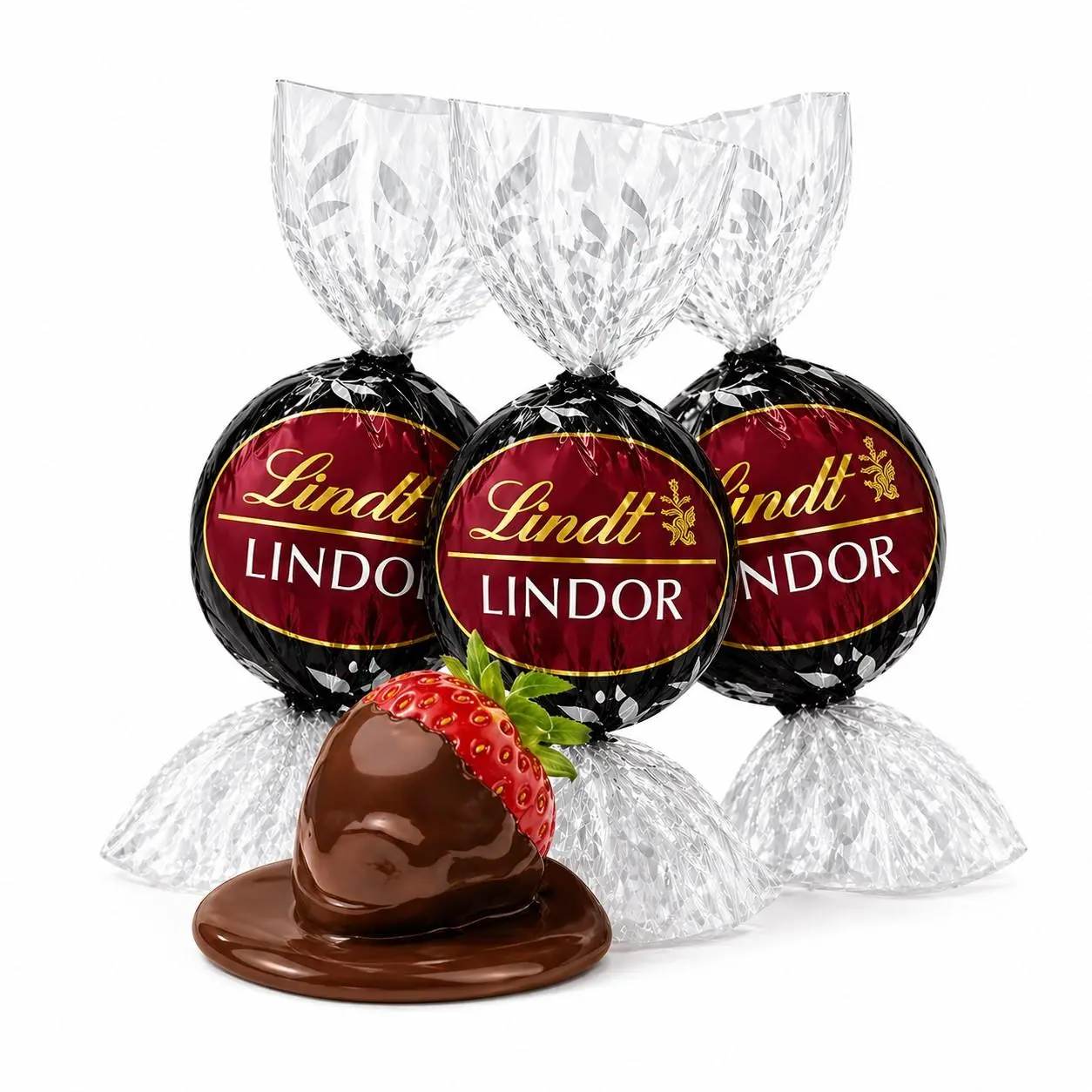 CANDYBULKLindt LINDOR Dark Strawberry Chocolate Truffles 70ct 2lb Bulk