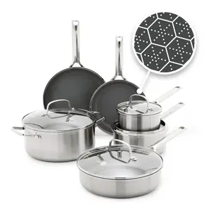 GreenPan Prism 10pc Hybrid Stainless Steel and Ceramic Nonstick Cookware Set
