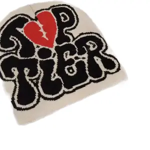 Menswear Top Streetwear Beanie with Bold Lettering and Heart Design for Men