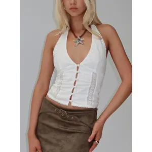 Vayda Halter Top White