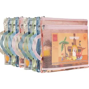 10 Pack Colored Mesh Zipper Pouch Bags, Double-Layer Nylon Puzzle Building Block Sets Toy Storage & Organization, Breathable See Through A4 Zipper Pouch with Handle for School Games