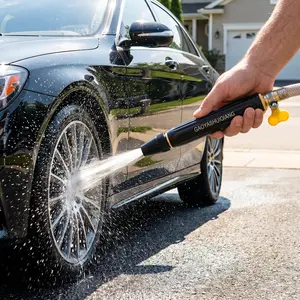 Home high-pressure car wash water gun with booster nozzle and hose, portable handheld water sprayer, a must-have for watering plants and vegetables, car washing, garden cleaning, pet bathing and outdoor rinsing.