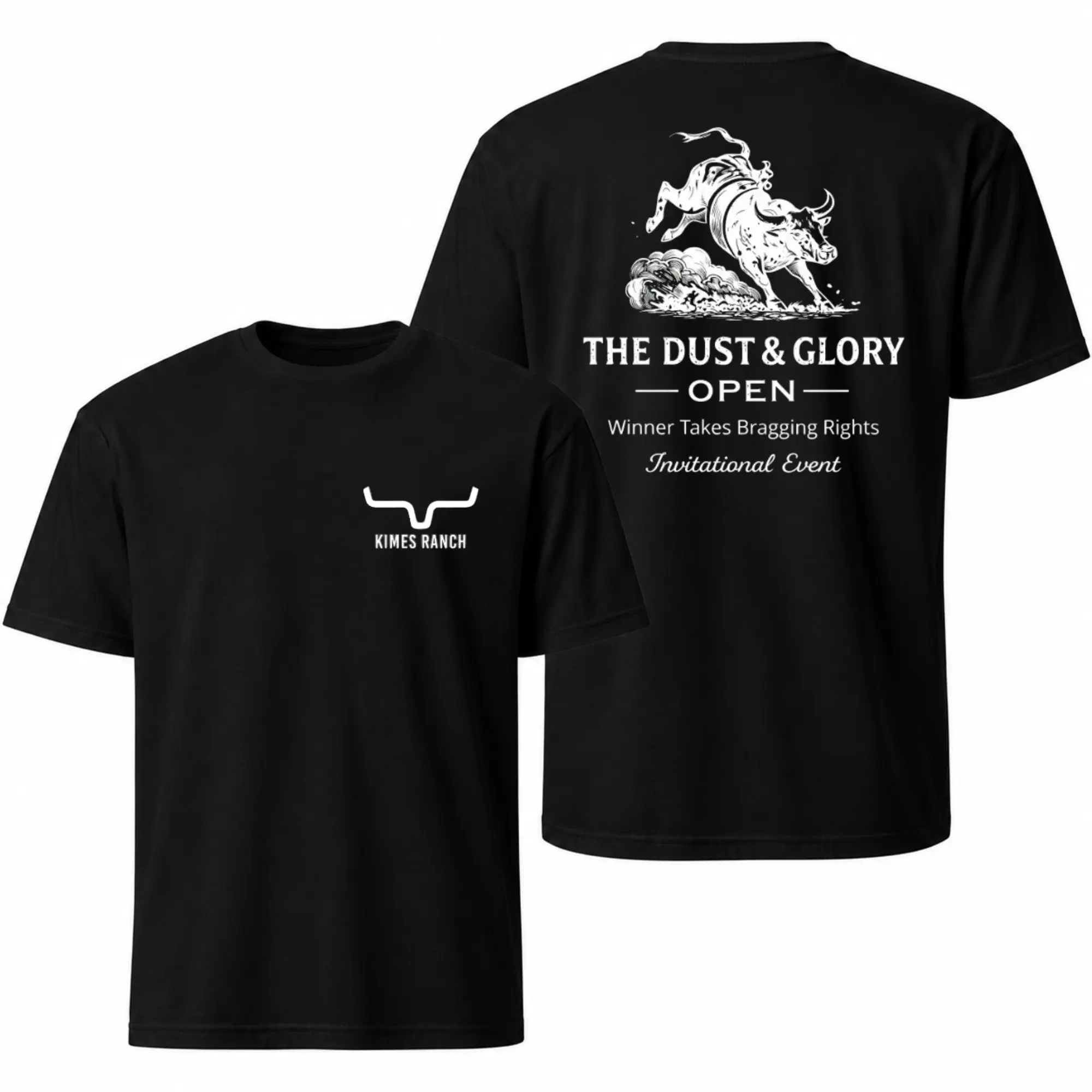 Kimes Ranch Dust & Glory Open Bull Riding T-Shirt, Rodeo Cowboy Graphic Tee, Western Ranch Shirt
