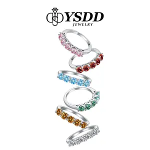 【#349 】1.5CT Half Eternity Wedding Band Brilliant Round Synthetic Moissanite Rings Wedding Band in 925 Sterling Silver