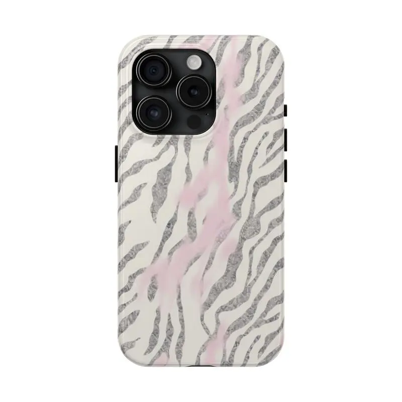 Chic Zebra Print Tough Phone Cases, Magsafe Compatible, Trendy Tech Accessories, Stylish Phone Protection, Unique Gift for Her, Birthday Present Protector Shockproof, Phone Case Suitable for iPhone 17, 16, 15, 14, 13, 12, 11, and other series models.