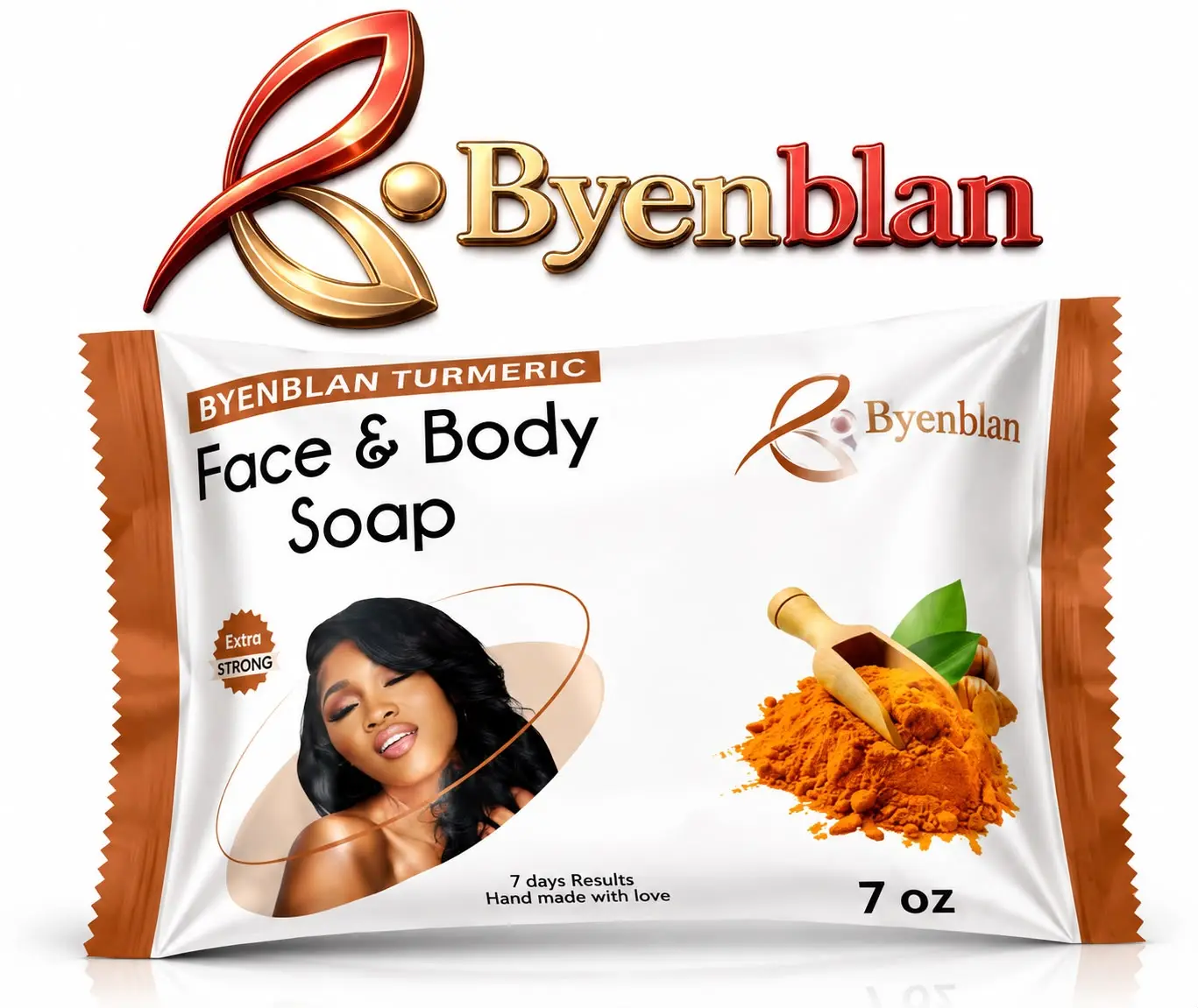 ByenBlan Turmeric Face & Body Soap, 7oz Natural Cleanser for Daily Bath & Shower (Beauty & Personal Care)