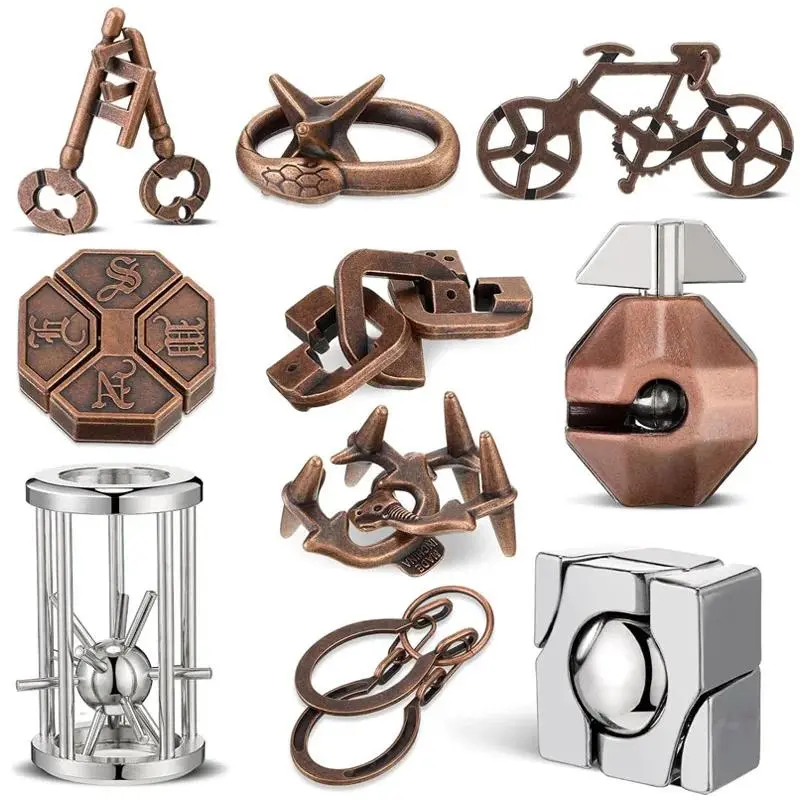 3PCS Unisex Magic Baffling Metal Brain Teaser Set - Cognition Assembly & Disentanglement Puzzle Game, Educational Toys, Funny Gifts (a275-130, c230-140, d210-135) for Kids & Adults, Cognition Assembly & Disentanglement Puzzles