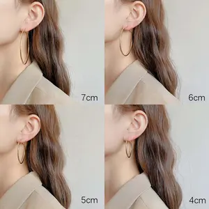 Springtok Y2K Golden/Silver Multi-Size Large Round Earrings Women's Everyday Piercing Jewelry Gift