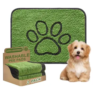 2-Pack Washable Dog Pee Pads - Super Absorbent and Reusable, Soft Green Long Wool, 18"x24''