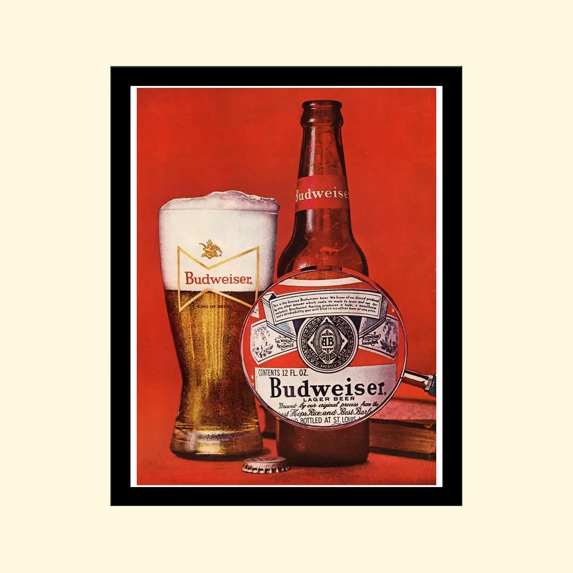 Vintage 1960s Budweiser Beer Ad Unframed, Budweiser Poster Print, Inkjet Paper Unframed Poster TTM3L-233