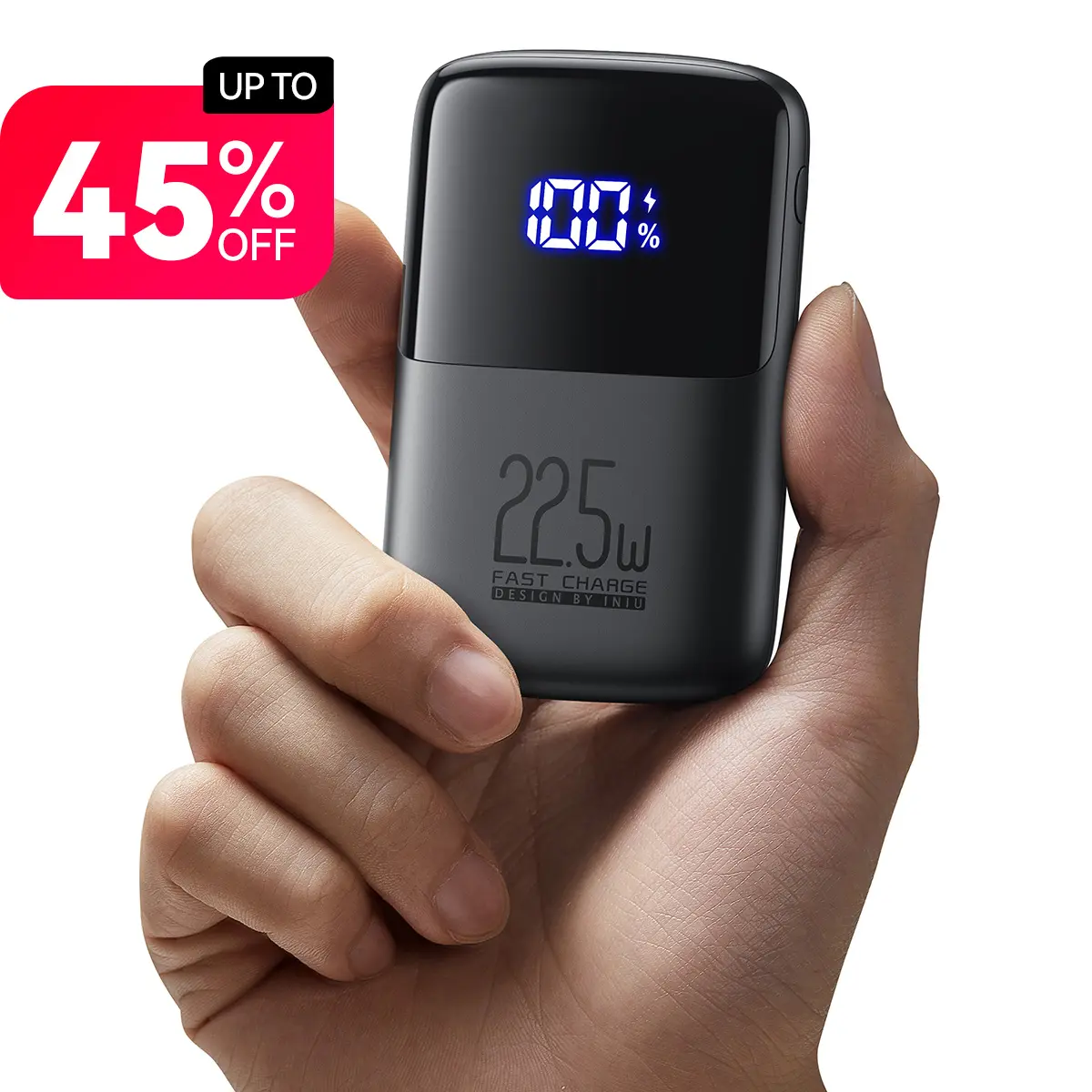 INIU Compact Power Bank, 10000mAh Portable Charger with 22.5W Fast Charging, USB-C In/Output, 3-Output Mini Battery Pack with Phone Holder for iPhone 15-11 Pro, Samsung S23/A53, Google, iPad, Smartphone, Device Accessories