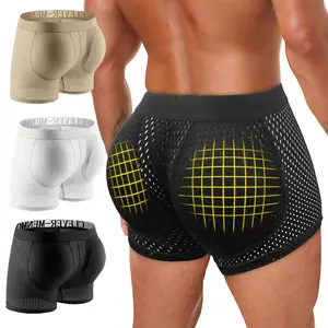 CATTIBOR Men's Letter tape Boxer Brief,Men Padded Underwear Comfortable Underwear Mesh Knicker for Daily Wear,Men's Athletic Trunks for All Seasons,Men Boxer Brief,Underwear for Men