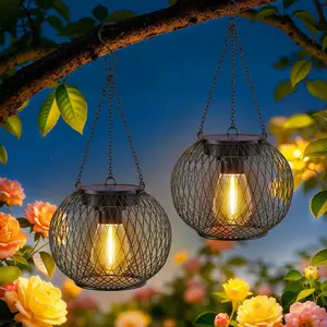 KOOPER Solar Lantern Outdoor Waterproof, Upgraded Hanging Solar Lights Outdoor Garden Decorations Decorative Lighting Solar Powered Waterproof Tree Lantern for Garden Yard Patio Pathway, 2/4 Pack