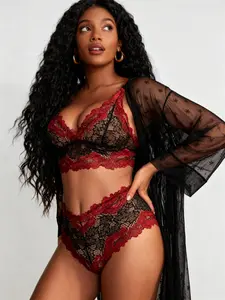 RSLOVE Mothersdaygift Women's Lace Lingerie Chemise Sexy V-Neck Babydoll Sleepwear Tummy-Friendly Ultra Flattering Embroidery Scallop Lace Trim Bra Panty Adjustable Strap Breathable Robe Elastic Customized Spaghetti Summervibes Womenswear Mesh