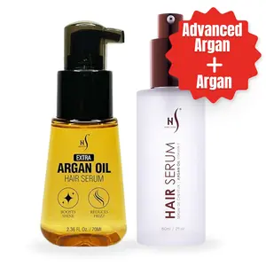 HerStyler Advanced Argan Oil Hair Serum & Argan Oil Frizz Control Serum Set – Vitamin E & Aloe Vera for Shine, Straightening, and Damaged Hair