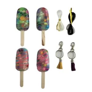 4 MINI Ice Cream Bar Set Pick-n-Craft Picky Pad Keychain Non-Remelt Peel off Icing Beginner Friendly ADHD Relief Sensory Skin Mania Summer Activity Sleepovers Pony Beads Ages 8+ Anxiety Relax for Kids & Adults adh d juguetes relajantes quiet fidget