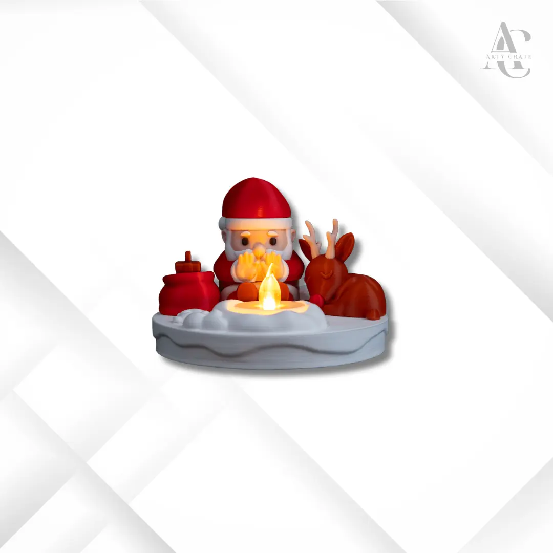 Light-Up Santa Bonfire Christmas Tabletop Decor Cozy Santa Scene
