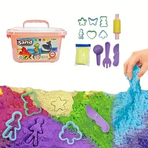 Magic Sand Animal Molds DIY Creative Set, Reusable Safe Non-Toxic Colored Sand, Indoor Outdoor Sandbox Game, Buildable Sand Castle