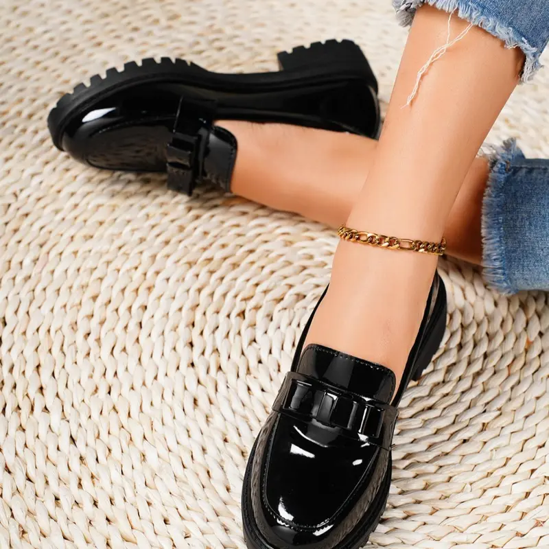 Women's Fashionable Bow Decor PU Leather Loafers, Casual Comfortable Lightweight Slip on Round Toe Flats for Daily Wear, Female All-match Versatile Shoes for Women & Girls