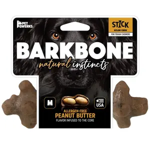 Pet Qwerks Barkbone Natural Instincts Nylon Stick Dog Chew Toy Peanut Butter 1ea/MD