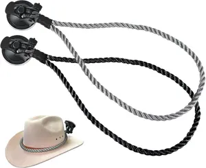 Cowboy Hat Holder for  &   2-Pack Suction Cup Hat Rack, Universal Hat Mount for Windshield/Dash, Durable Lariat Rope Design (No Tools Needed)