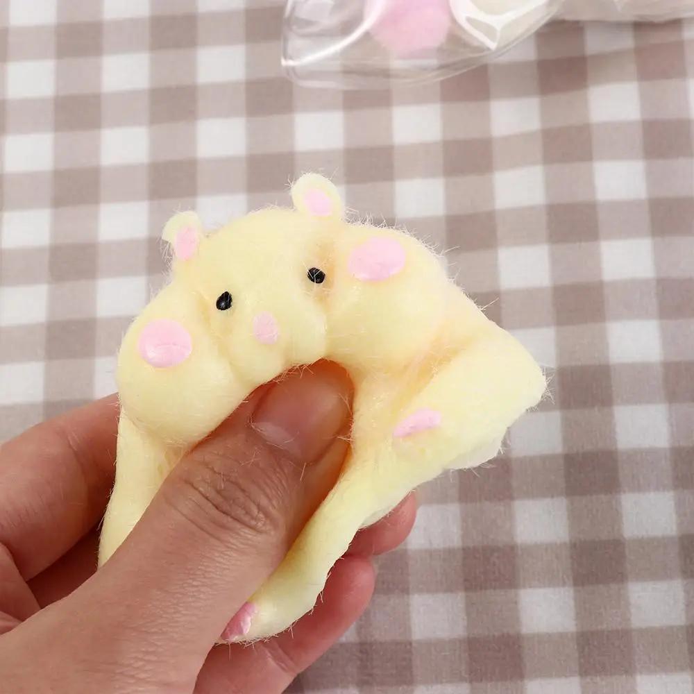 Squishy Hamster Toy with Cheese Cute Desktop Decor Funny Stress Reliever Decompression Fidget Toys for Teens Kids Gifts