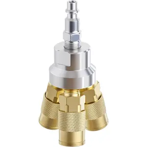 1/4" NPT 3-Way Air Manifold 1/4 Inch Air Splitter with 3pcs Brass Couplers Air Hose Connectors Industrial Fitting for Air Compressor Accessories