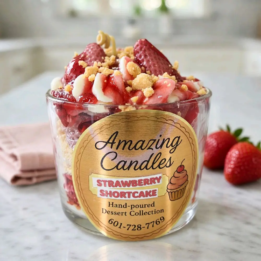 Strawberry Shortcake Bakery Aroma Candle - Multi-Size Added Fragrance Home Decor Candle, Cozy Dessert Vibe for Gatherings, All Seasons Use for Any Room Home Supplies