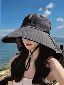 2026 1 PSC Women's Bucket Hat With Ponytail Hole - Breathable Material, Equipped With Adjustable Drawstring, Suitable For Outdoor Activities And Casual Wear