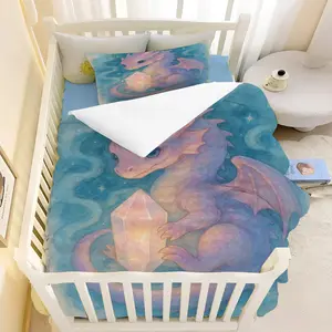 Magical Cartoon Dragon Duvet Cover Set – Soft and Dreamy Children's Bedding | Fantasy Pink and Purple Cartoon Dragon Pattern Design | Machine Washable, Breathable and Easy to Care For | Available in Single Size | Includes Matching Pillowcase