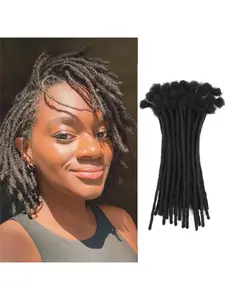 6 inch 10 Stands 0.6cm Interlocking Loc Extensions Human Hair, Dreadlock Extensions Human Hair Handmade Permanent Dreads Extensions for Men/Women/Kids Natural Black
