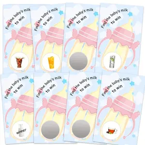 40pcs Find The Babys Milk Scratch Off Party Game Cards, Its a Girl Baby Shower Easy to Play Silly Games, Funny Idea, Ice Breaker Activity, Pink Bottle