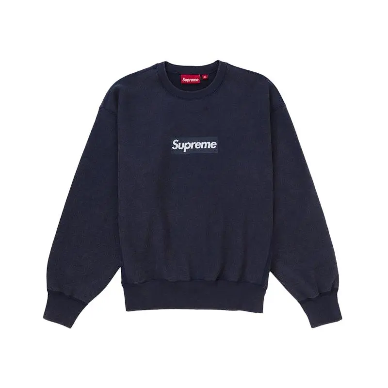 Supreme Men's Washed Box Logo Crewneck Navy, from StockX