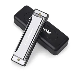 Soulmate Blues Harmonic Mouth Organ 10 Hole 20 Tones C Key with Case Diatonic Harmonica for Beginner, Students, Professional Player, Adult, Friends, Gift Black