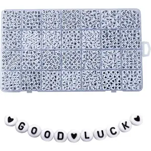 1400pcs Letter Beads, 4x7 mm Acrylic Alphabet Beads, Beads for Jewelry and Bracelet Making, in 28 Grid Box