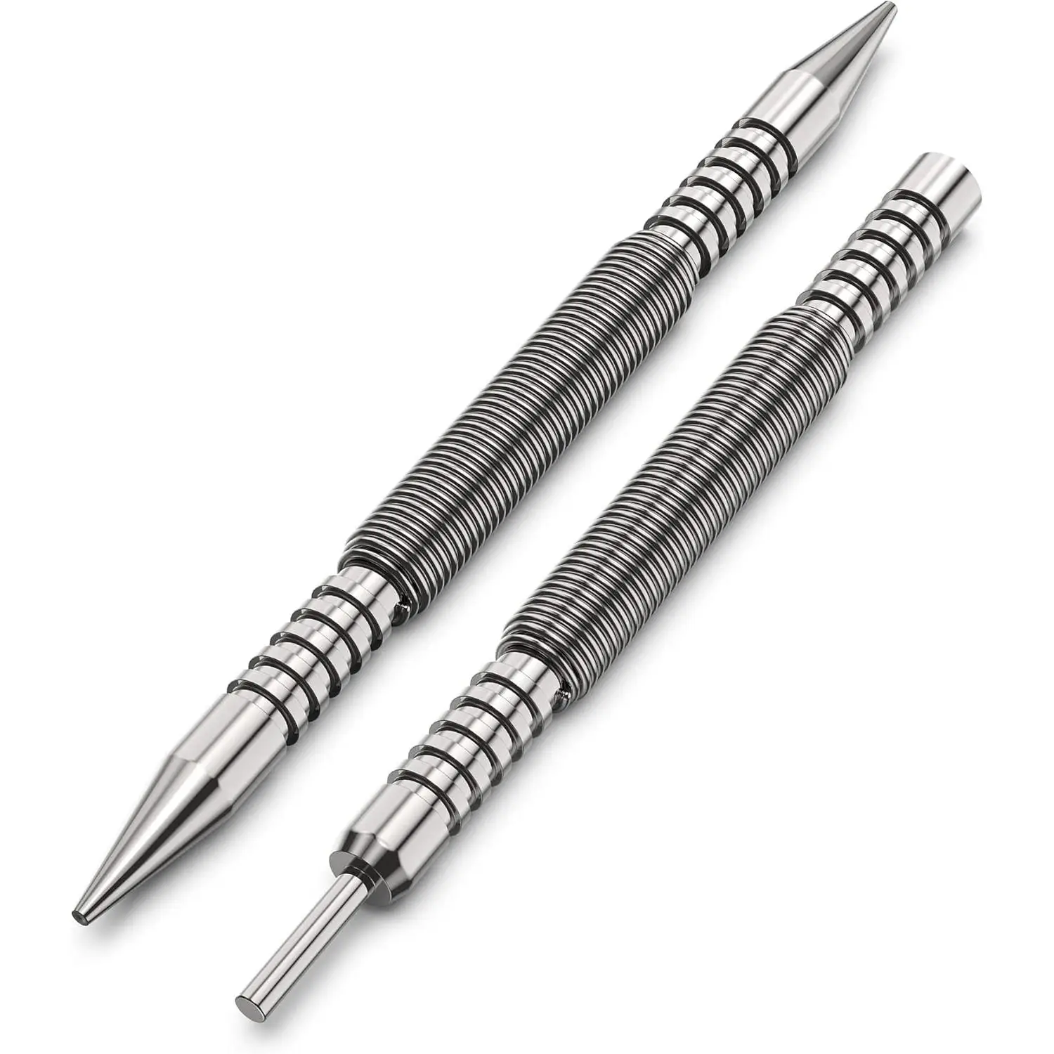 Spring Loaded Nail Set Tools,2-PCS Dual Head Nail Setter and Hinge Pin Punch Set, Hammerless 1/16″& 3/32″Spring Nail Set, Super Strong Force Door Pin