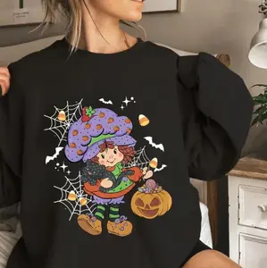Strawberry Shortcake Sweatshirt, Coquette Halloween Sweatshirt, Cute Strawberry Fall Aesthetic Top For Women, Cute Tops, Pastel Spooky Season Sweatshirt