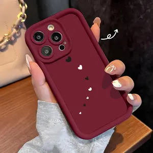 Black and white little hearts Phone cases Case Compatible with For iPhone 17 Pro Max 16 16e 15 14 Plus 13 12 Mini 11 Air X XS Pattern TPU Lens Protection Durable Soft Cover Gift 2D printing