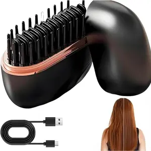 Mini Straightener, Rechargeable Portable Hair Straightener Brush, Fast Heating Hot Comb for Home Travel Gift, Anti Scald Shell, Lightweight and Portable, 3-Speed Temperature Control