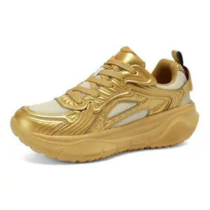 Viral Metallic Gold & Silver Chunky Sneakers | Statement Trainers With